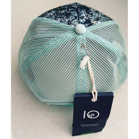 NWT 10 Tree Baseball Cap Mesh Top Adjustable Snap Blue Floral Flat VisorOne Size - Picture 2 of 7